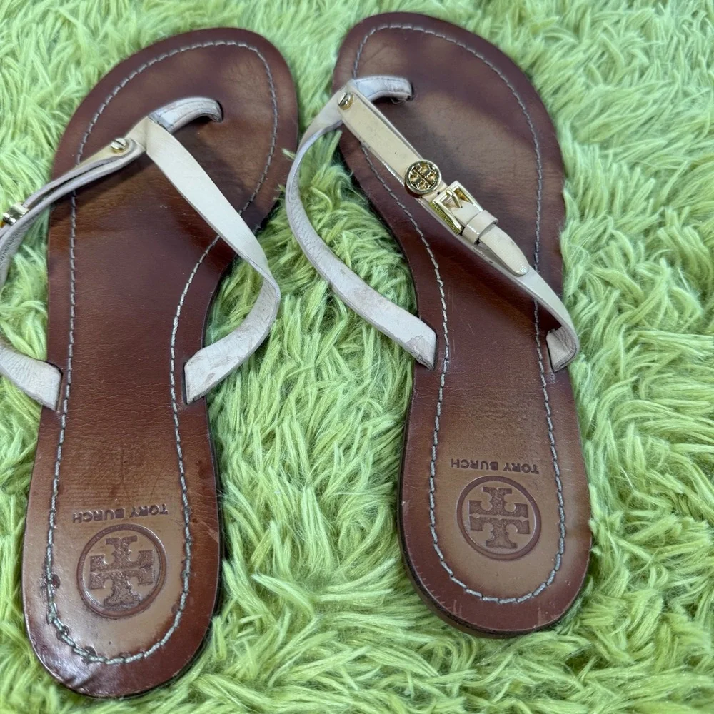 Tory Burch Cream Flip Flops Sandals (9)